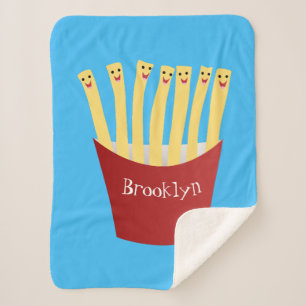 Leuke kawaii frietjes fastfood cartoon illustratie sherpa deken