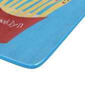 Leuke kawaii frietjes fastfood cartoon illustratie snijplank (Hoek)