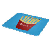 Leuke kawaii frietjes fastfood cartoon illustratie snijplank (Hoek)