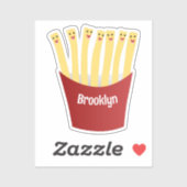 Leuke kawaii frietjes fastfood cartoon illustratie sticker (Vel)