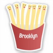 Leuke kawaii frietjes fastfood cartoon illustratie sticker (Voorkant)