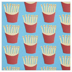 Leuke kawaii frietjes fastfood cartoon illustratie stof