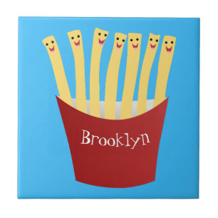 Leuke kawaii frietjes fastfood cartoon illustratie tegeltje