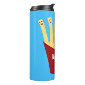 Leuke kawaii frietjes fastfood cartoon illustratie thermosbeker (Gedraaid links)