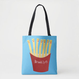 Leuke kawaii frietjes fastfood cartoon illustratie tote bag