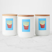 Leuke kawaii frietjes fastfood cartoon illustratie voedselcontainer etiket (Flessen)
