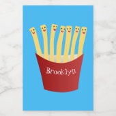 Leuke kawaii frietjes fastfood cartoon illustratie voedselcontainer etiket (Enkel label)