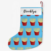 Leuke kawaii frietjes fastfood cartoon kleine kerstsok (Achterkant)