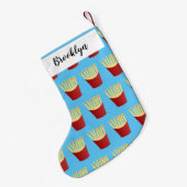 Leuke kawaii frietjes fastfood cartoon kleine kerstsok (Achterkant (Hangend))