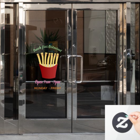 Leuke kawaii frietjes fastfood cartoon raamsticker (Kantoordeur)