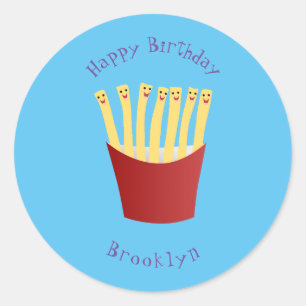 Leuke kawaii frietjes fastfood cartoon ronde sticker