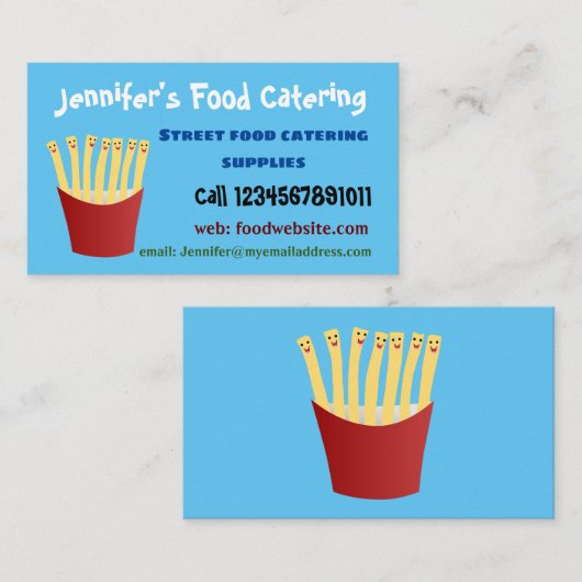 Leuke kawaii frietjes fastfood cartoon visitekaartje (Voorkant / Achterkant)