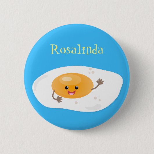 Leuke kawaii gebakken ei cartoon illustratie ronde button 5,7 cm (Voorkant)