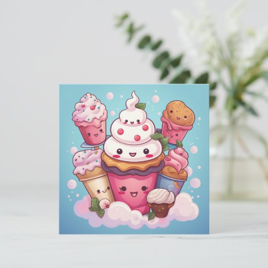 Leuke Kawaii Gift Kaart (Staand voorkant)