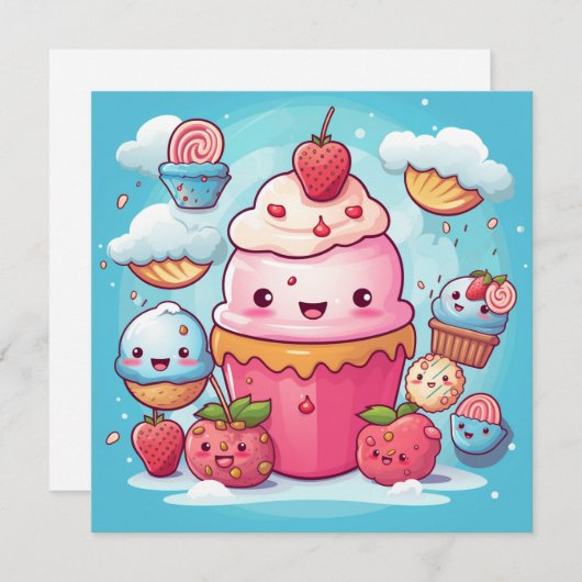 Leuke Kawaii Gift Kaart (Voorkant / Achterkant)