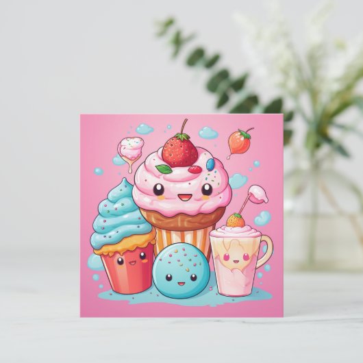 Leuke Kawaii Gift Kaart (Staand voorkant)