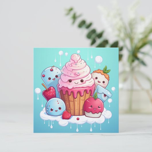 Leuke Kawaii Gift Kaarten (Staand voorkant)