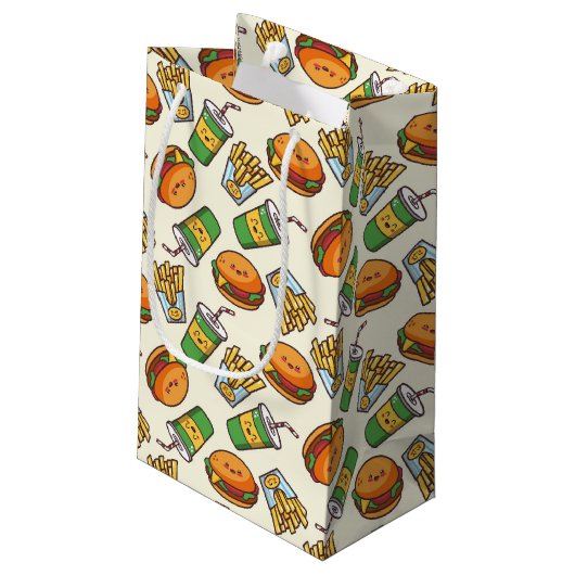 leuke Kawaii hamburgers frietfeest Klein Cadeauzakje (Achterkant Gekanteld)