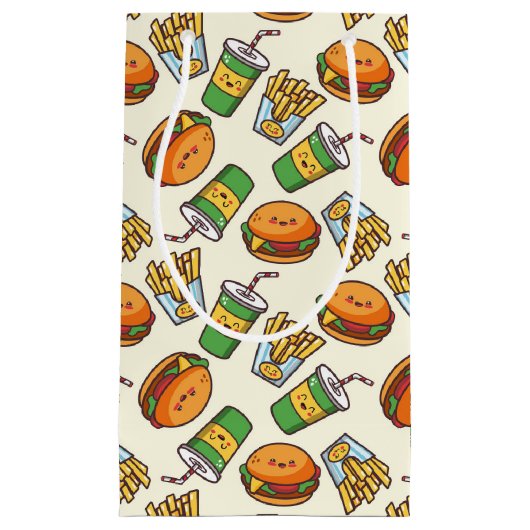 leuke Kawaii hamburgers frietfeest Klein Cadeauzakje (Voorkant)