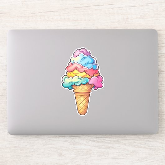 Leuke Kawaii Ice Cream Cone | Zoete traktatie Sticker (Computer)