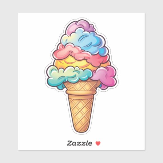 Leuke Kawaii Ice Cream Cone | Zoete traktatie Sticker (Vel)