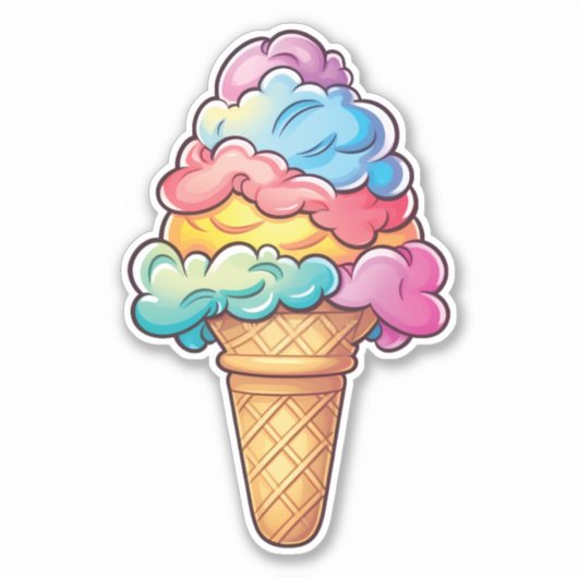 Leuke Kawaii Ice Cream Cone | Zoete traktatie Sticker (Voorkant)
