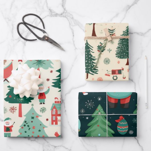 Leuke Kawaii Kerst Inpakpapier Vel (Voorkant)