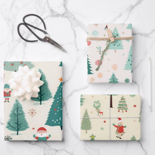Leuke Kawaii Kerst Inpakpapier Vel (Voorkant)