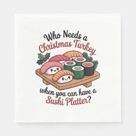 Leuke Kawaii Kerst Sushi Platter Servet