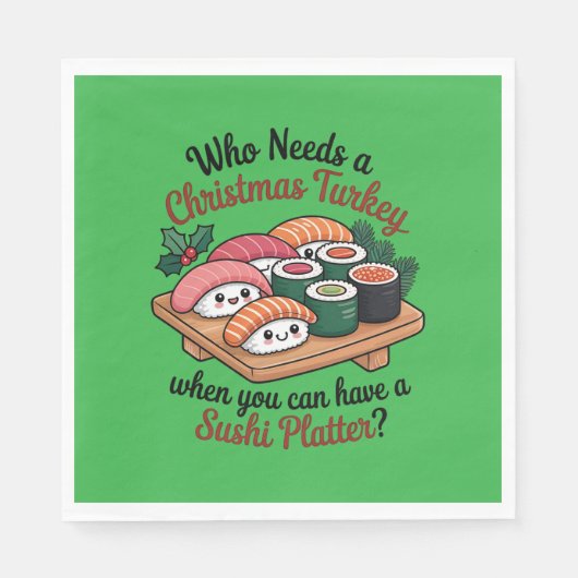 Leuke Kawaii Kerst Sushi Platter Servet (Voorkant)