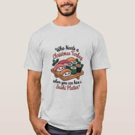 Leuke Kawaii Kerst Sushi Platter T-shirt