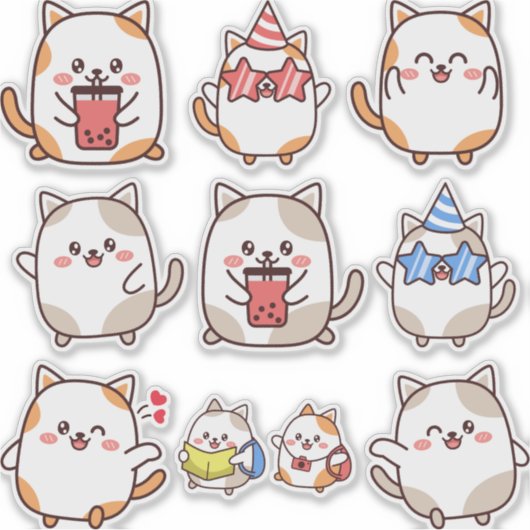 Leuke Kawaii Kleine Kat Emoji Sticker (Voorkant)