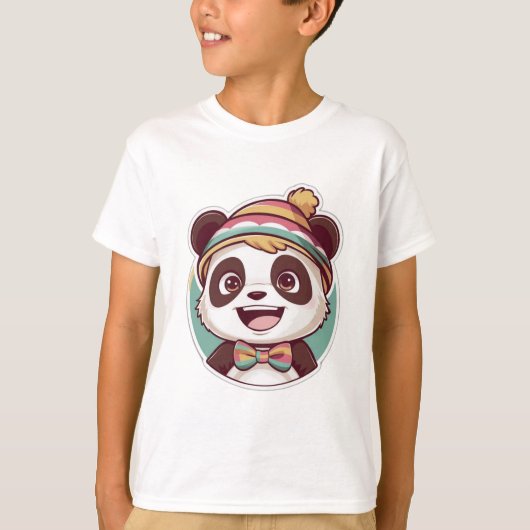 Leuke kawaii lachende panda t-shirt (Voorkant)