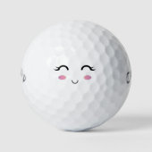 Leuke Kawaii Meisje Glimlach Golf Ball Golfballen (Voorkant)