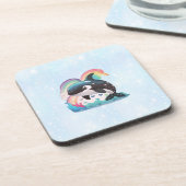 Leuke kawaii orka killer walvis regenbogen vlinder bier onderzetter (Linkerzijde)