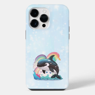 Leuke kawaii orka killer walvis regenbogen vlinder iPhone 14 pro max hoesje