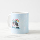Leuke kawaii orka killer walvis regenbogen vlinder koffiemok (Voorkant links)