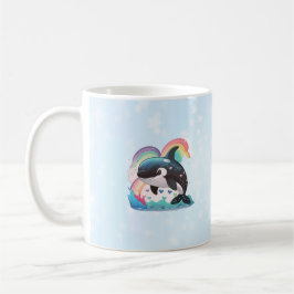 Leuke kawaii orka killer walvis regenbogen vlinder koffiemok