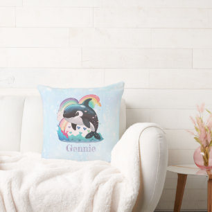 Leuke kawaii orka killer walvis regenbogen vlinder kussen