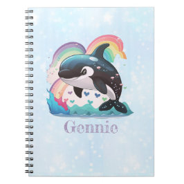 Leuke kawaii orka killer walvis regenbogen vlinder notitieboek