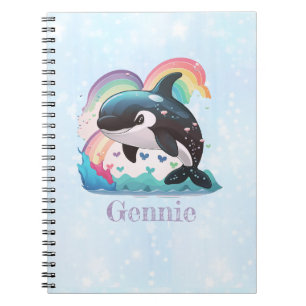 Leuke kawaii orka killer walvis regenbogen vlinder notitieboek