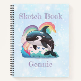 Leuke kawaii orka killer walvis regenbogen vlinder notitieboek
