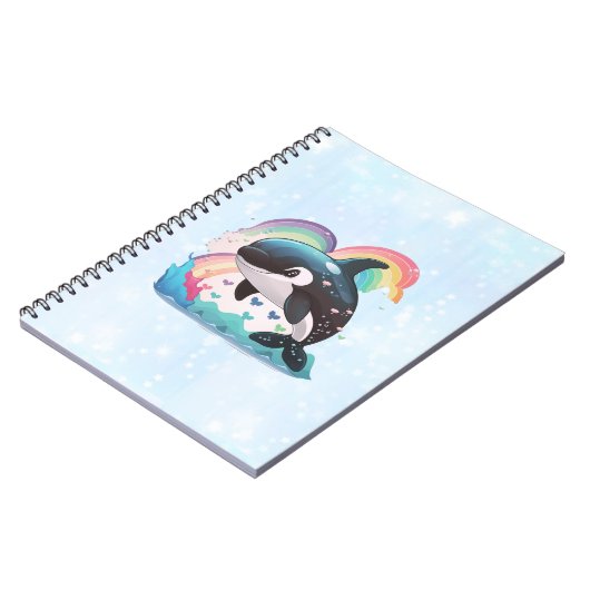 Leuke kawaii orka killer walvis regenbogen vlinder notitieboek (Linkerzijde)