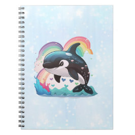 Leuke kawaii orka killer walvis regenbogen vlinder notitieboek