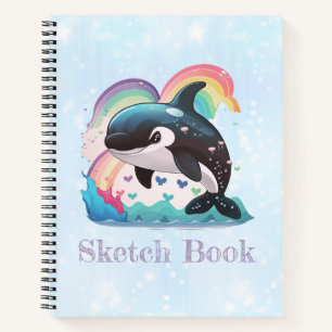 Leuke kawaii orka killer walvis regenbogen vlinder notitieboek