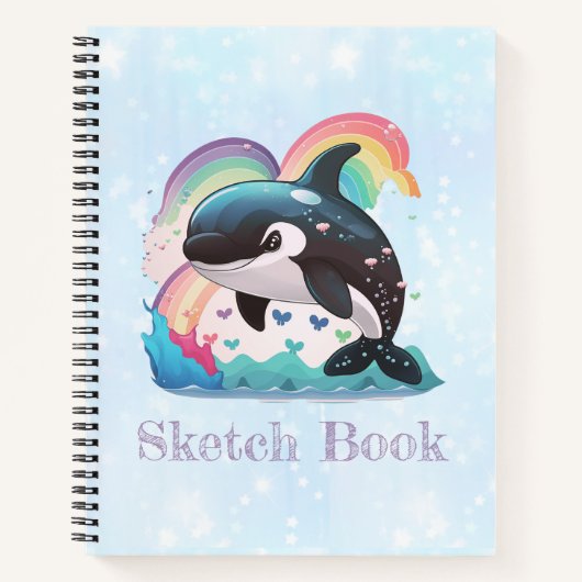 Leuke kawaii orka killer walvis regenbogen vlinder notitieboek (Voorkant)