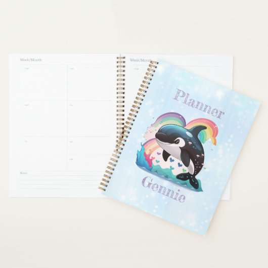 Leuke kawaii orka killer walvis regenbogen vlinder planner (Display)