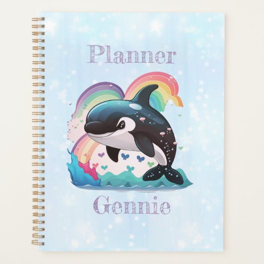 Leuke kawaii orka killer walvis regenbogen vlinder planner (Voorkant)