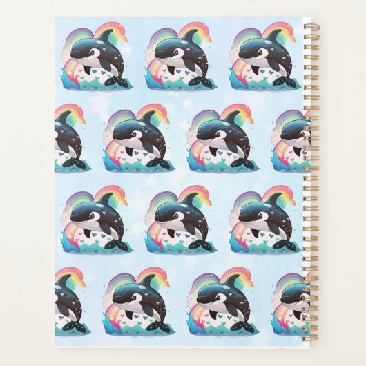 Leuke kawaii orka killer walvis regenbogen vlinder planner (Achterkant)