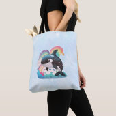 Leuke kawaii orka killer walvis regenbogen vlinder tote bag (Dichtbij)